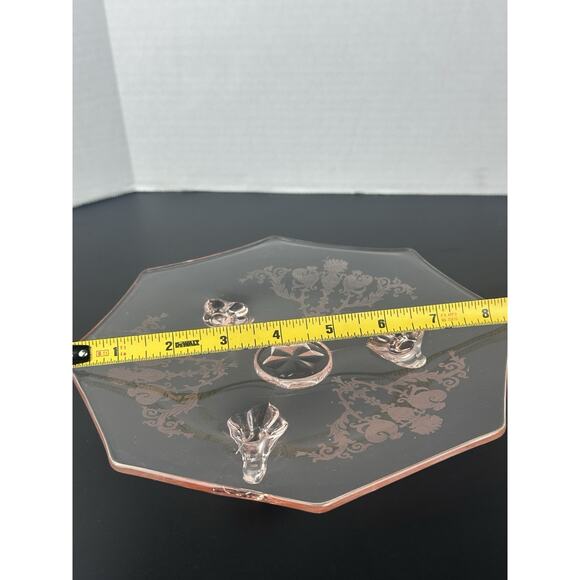 Paden City Amber 3 Footed Plate Pineapple Design Vintage Octagon Shaped 8½” - Picture 4 of 5